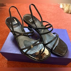 Stuart Weitzman Black Strappy Heeled Sandals size 7.5